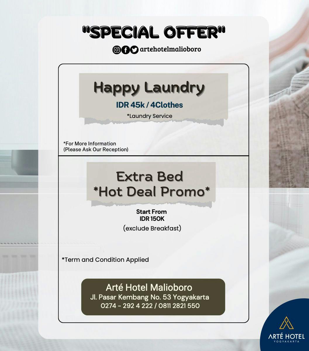  LAUNDRY & EXTRA BED SPECIAL OFFER